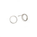 Medium Open Sand Circle Post Earrings in Silver