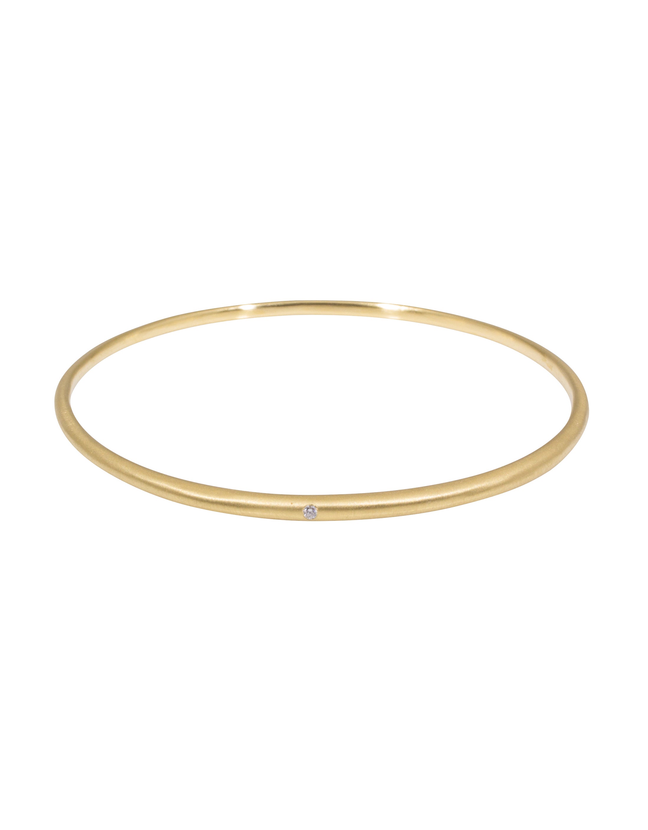 Delicate Tapered Bangle in 18k Yellow Gold with White Diamond
