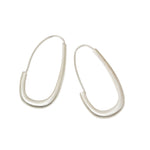 Oval Katachi Hoops in Silver Plain