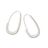 Oval Katachi Hoops in Silver Plain