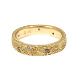 4mm Topography Ring with Mixed White and Cognac Diamonds in 18k Yellow Gold