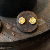 Small Topography Post Earrings with (3) White Diamonds in 18k Yellow Gold