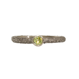 Green Diamond Stacking Ring in Sand-Textured 14k Palladium White Gold
