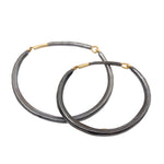 Forged Women's Cuff Bracelet with Cognac Diamond in Oxidized Silver & 18k Gold