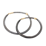 Forged Women's Cuff Bracelet with Cognac Diamond in Oxidized Silver & 18k Gold