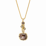 Chocolate and Champagne Rosecut Diamond Pendant in 14k Yellow Gold