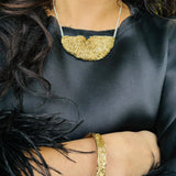 Kinoko Oval Bangle Bracelet in Yellow Bronze