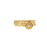 Stacking Circle Rings in 18k Yellow Gold with White Diamond