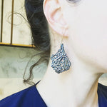 Koraru Coral Earrings with Six White Sapphires in Oxidized Silver