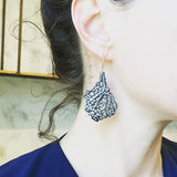 Koraru Coral Earrings with Six White Sapphires in Oxidized Silver