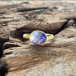 Organic Tanzanite Solitaire Ring in Sand-Textured 18k Yellow Gold