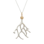 Aki Coral Pendant in Silver with White Diamond
