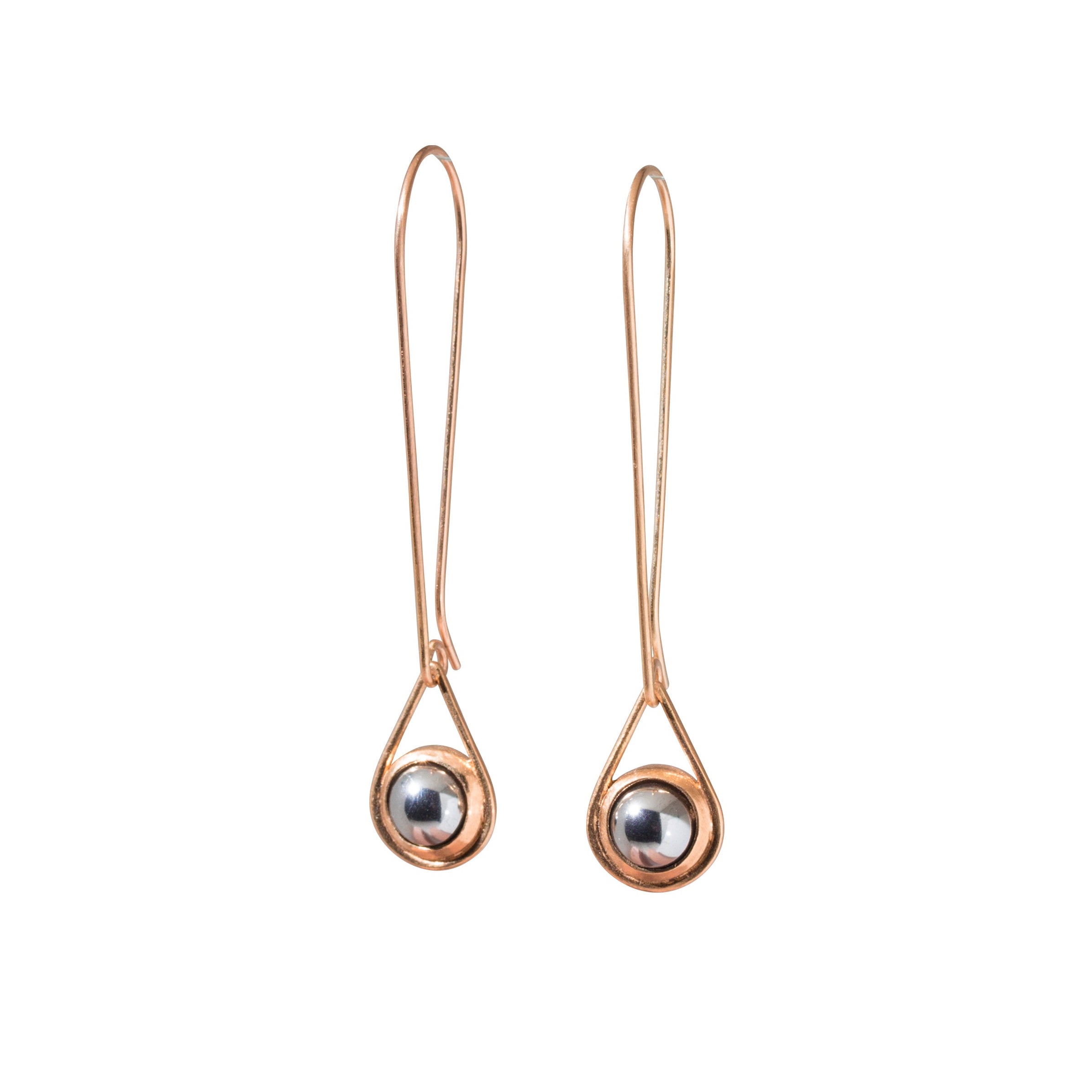 Small Ball Bearing Spinner Earrings in 14k Rose Gold