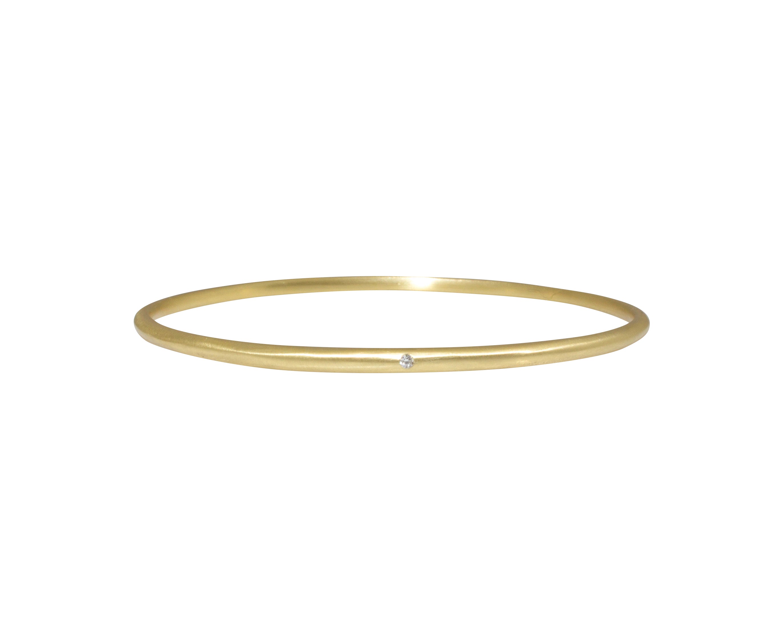 Delicate Tapered Bangle 14k Yellow Gold with White Diamond