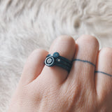 Stacking Circle Rings in Oxidized Silver with Diamonds