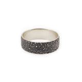 Wide Sand Band in Oxidized Silver