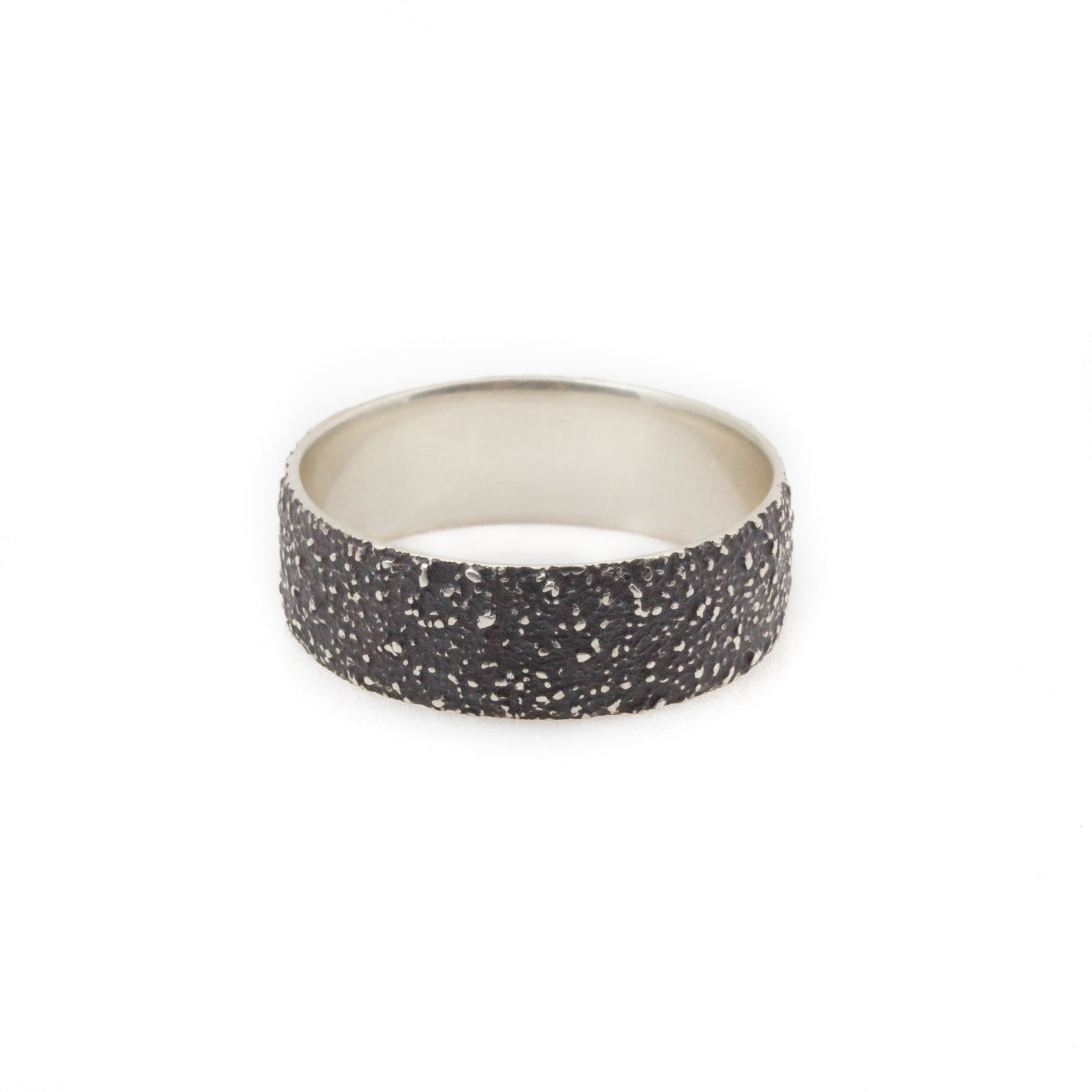 Wide Sand Band in Oxidized Silver