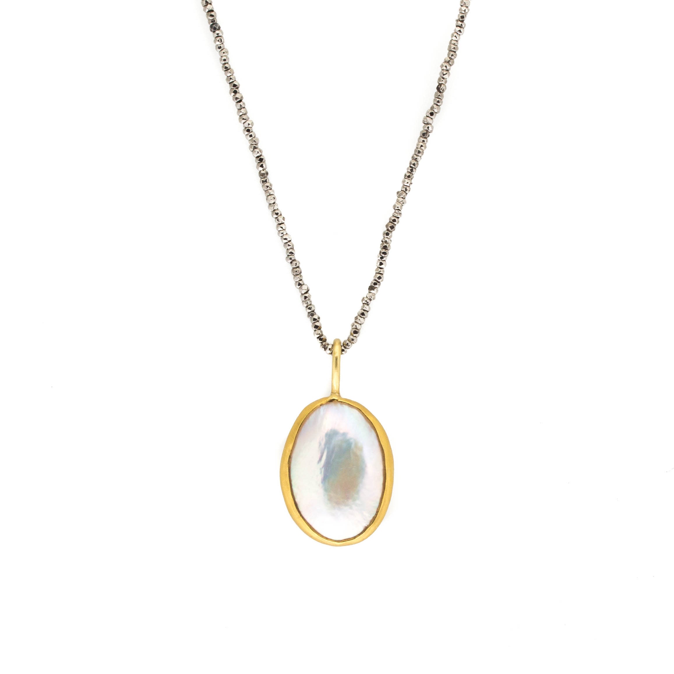 Large Loave Cultured Pearl Pendant in 22k Gold