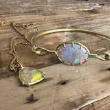 Needle Eye Cuff in 18k Gold with Oval Opal