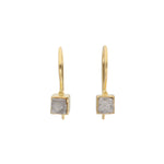Raw Diamond Cube Earrings in 18k Yellow Gold