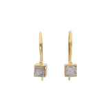 Raw Diamond Cube Earrings in 18k Yellow Gold