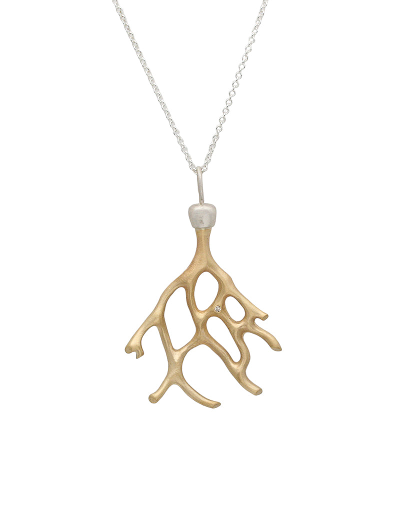 Aki Coral Pendant in Bronze with Cognac Diamond