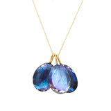 Quartz Morpho Pendant in Oxidized Silver with 18k Yellow Gold