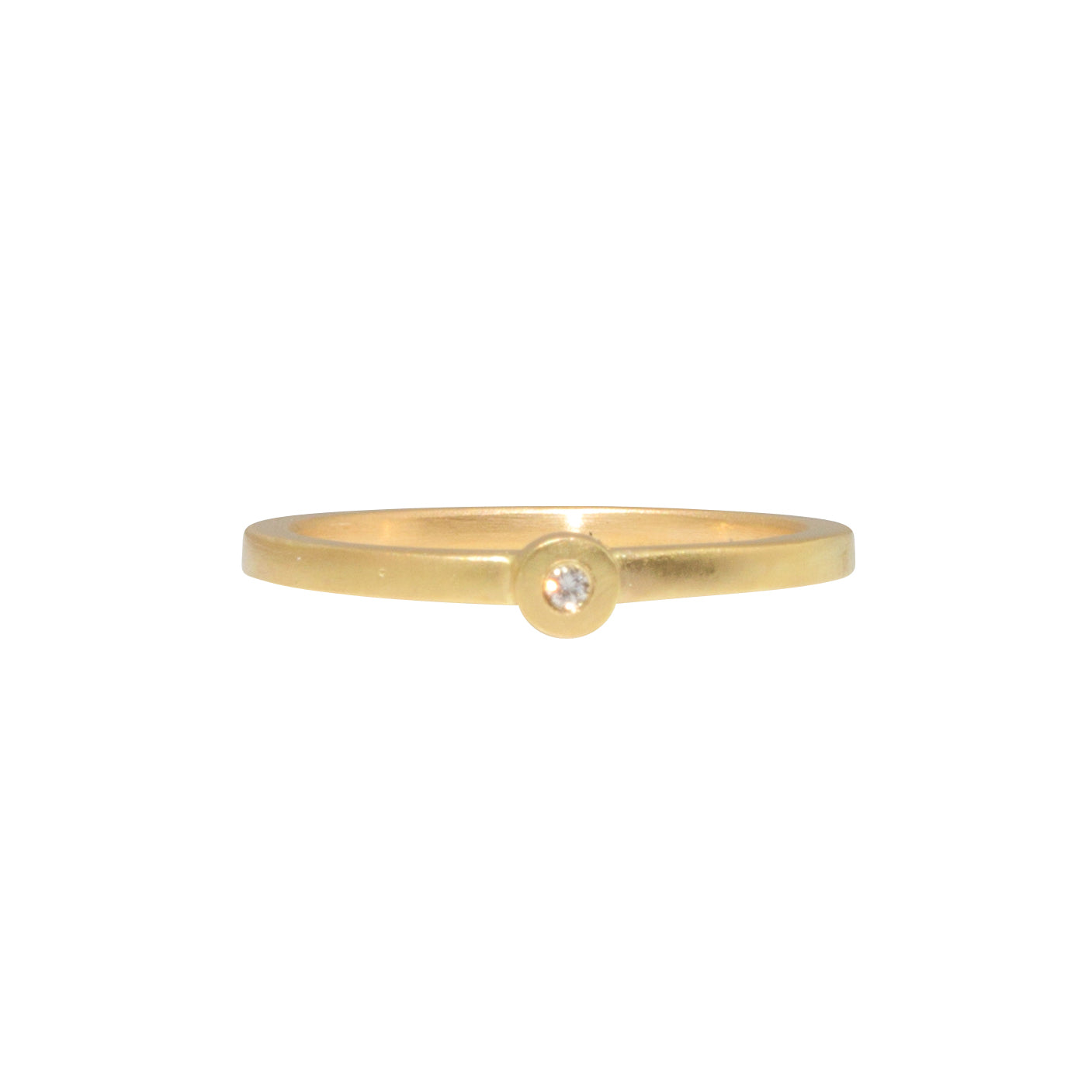 Stacking Circle Rings in 18k Yellow Gold with White Diamond