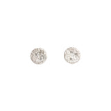 Medium Topography Post Earrings with (6) White Diamonds in Brushed Silver