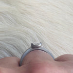 Scooped Prong Set Antique Cut Cushion Diamond in Platinum