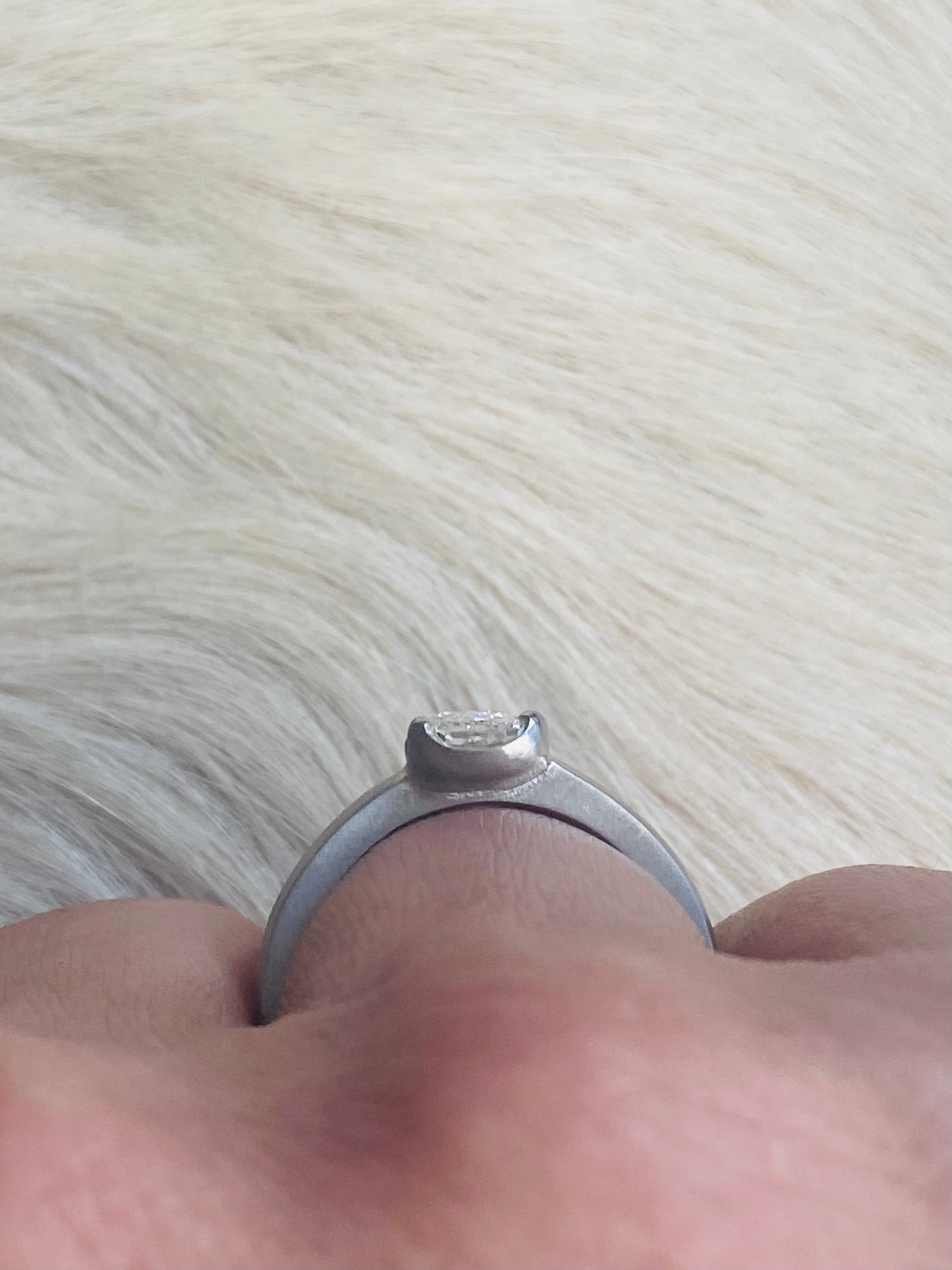 Scooped Prong Set Antique Cut Cushion Diamond in Platinum