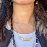Custom Bar Necklace in 18k Gold with White and Cognac Diamonds