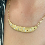 Custom Bar Necklace in 18k Gold with White and Cognac Diamonds
