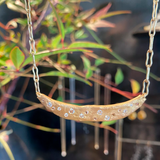 Custom Bar Necklace in 18k Gold with White and Cognac Diamonds