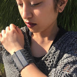 Custom Hematite Beaded Cuff Bracelet in Oxidized Silver and 18k Yellow Gold