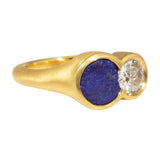 Custom Lapis and Diamond Ring in 22k Gold
