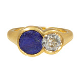 Custom Lapis and Diamond Ring in 22k Gold