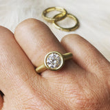 Custom Raised Cup Setting with Client's Diamond in 18k Yellow Gold