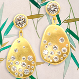 Custom Scattered Pathways Diamond Earrings in 18k Yellow Gold