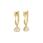 Rosecut Teardrop Diamond Earrings in Sand-Textured 18k Yellow Gold