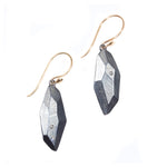 Flat Faceted Earrings in Oxidized Silver with White Sapphires with 14k Gold Wires