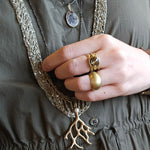 Aki Coral Pendant in Bronze with Cognac Diamond