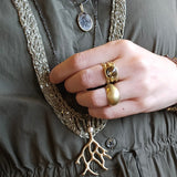 Aki Coral Pendant in Bronze with Cognac Diamond