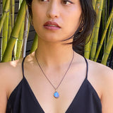 Quartz Morpho Pendant in Oxidized Silver with 18k Yellow Gold