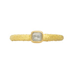 Square Rosecut Diamond Stacking Ring in Sand-Textured 18k Yellow Gold
