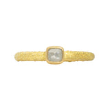 Square Rosecut Diamond Stacking Ring in Sand-Textured 18k Yellow Gold