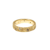4mm Topography Ring with Mixed White and Cognac Diamonds in 18k Yellow Gold