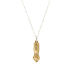 Hand of Figa Pendant in Yellow Bronze with Cognac Diamond