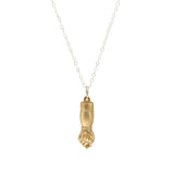 Hand of Figa Pendant in Yellow Bronze with Cognac Diamond