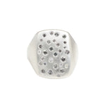Box Ring in Silver with Grey Diamonds